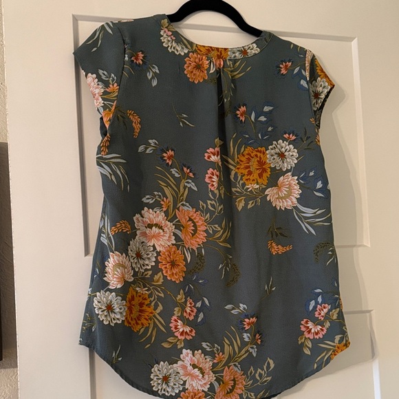 Fun 2 Fun Floral Blouse - Teal and Orange - Picture 5 of 5